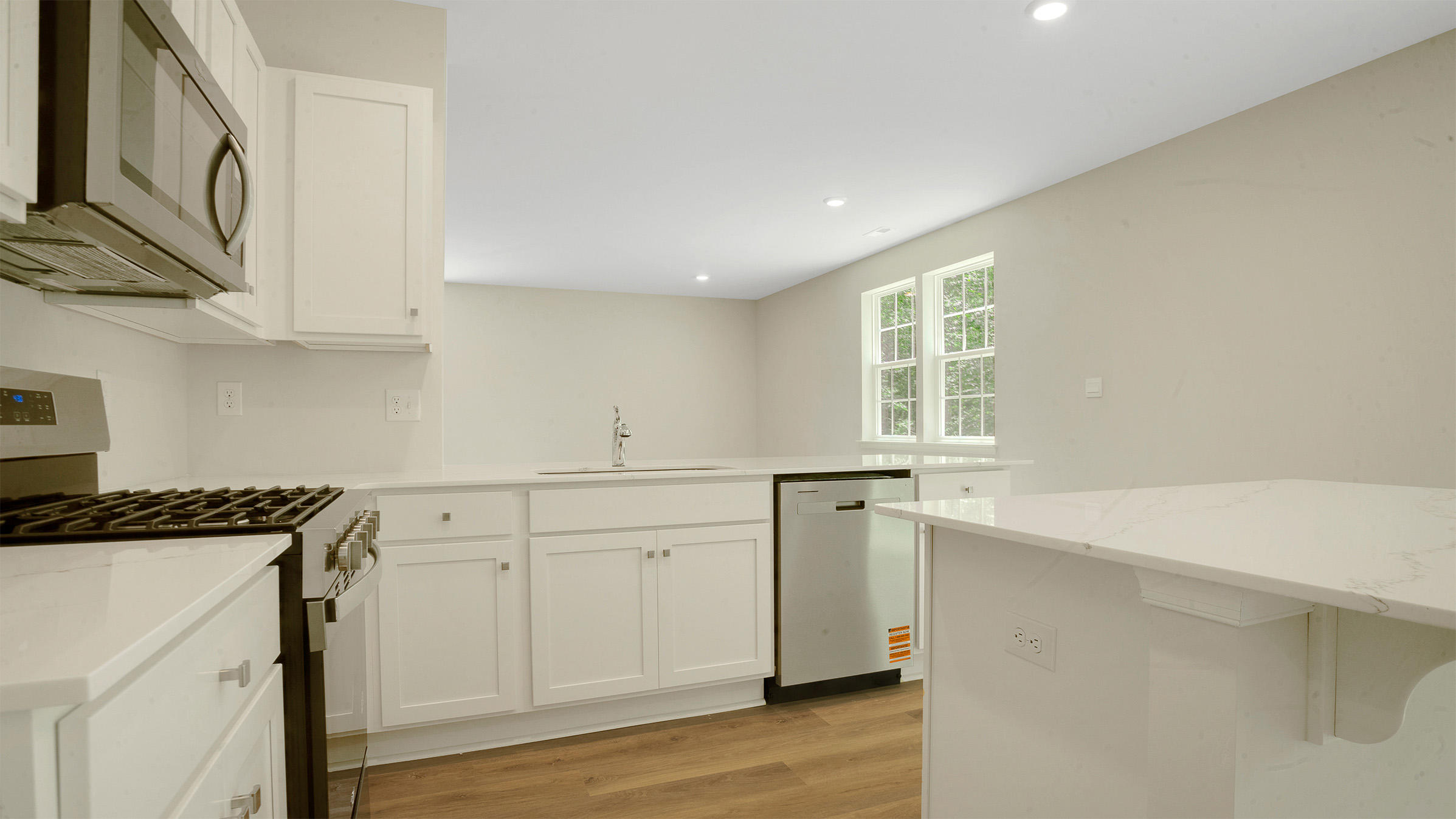 kitchen appliances and spacious layout