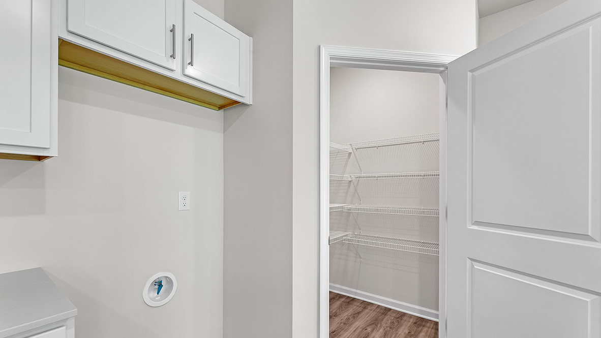 pantry in the kitchen and white cabinetry