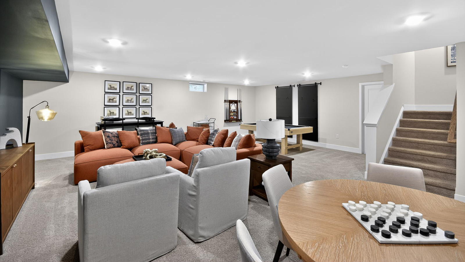 finished basement as the perfect space for entertaining