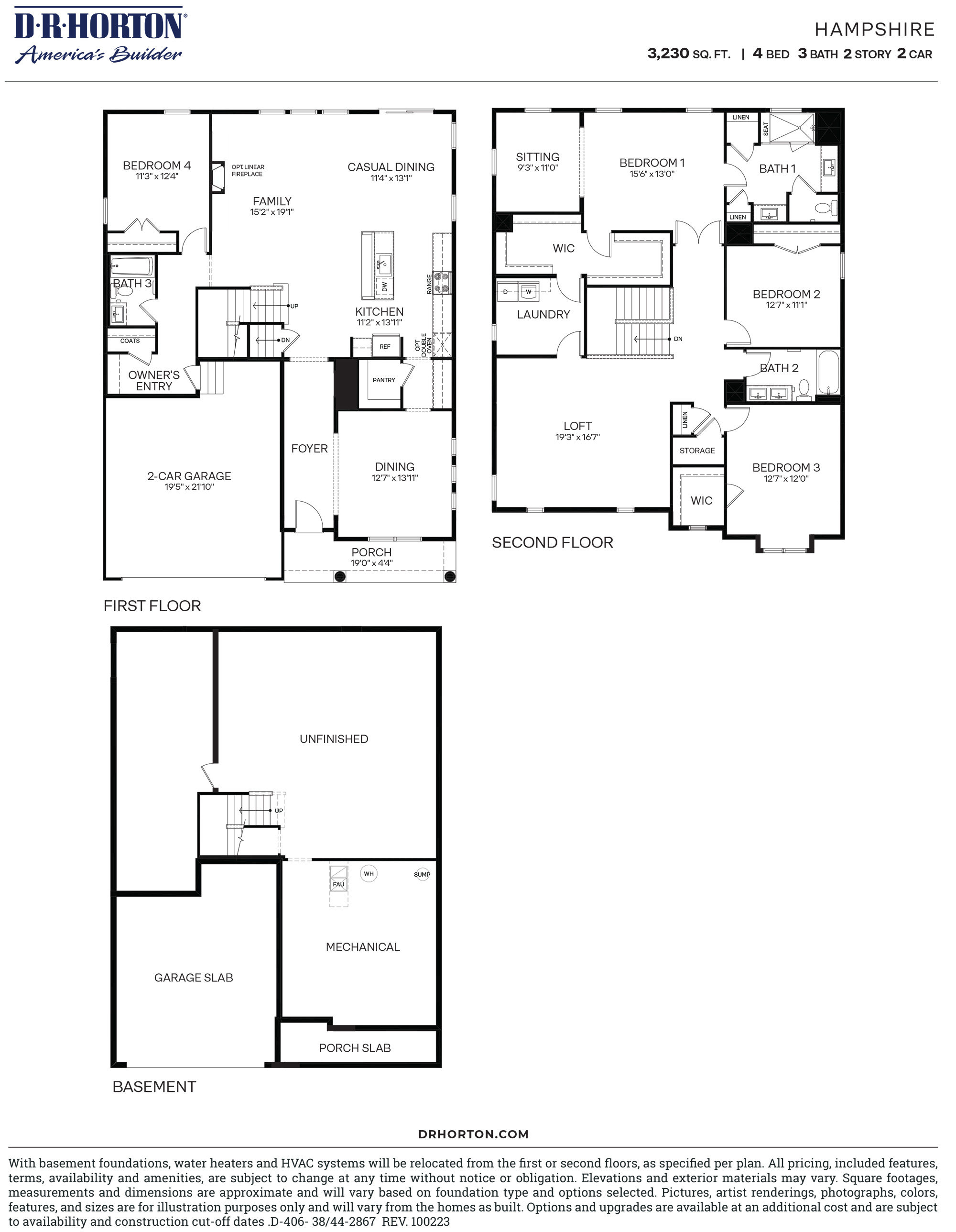 floor plan for the Hampshire model