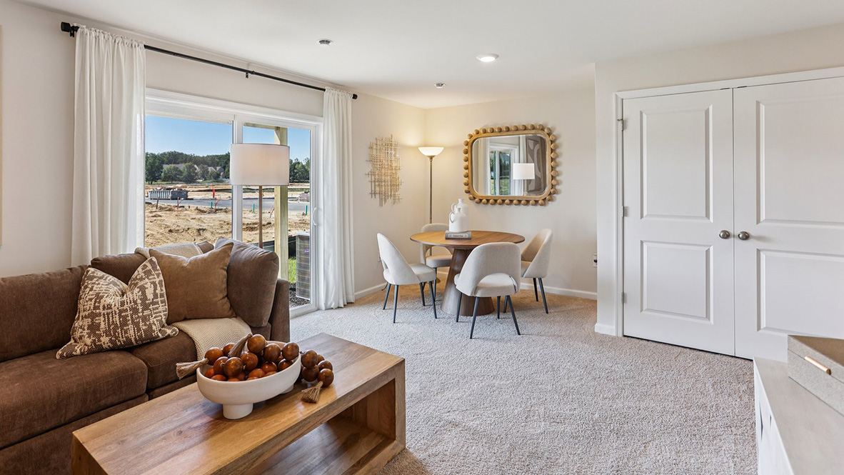 flex room or living room with access to the yard