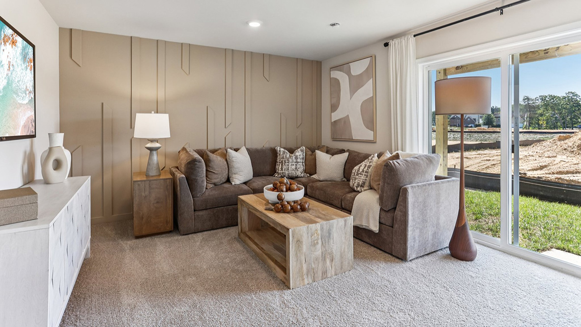 open concept living room or flex room