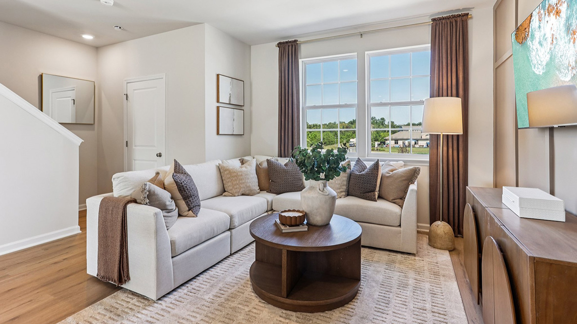 open concept living room with modern design