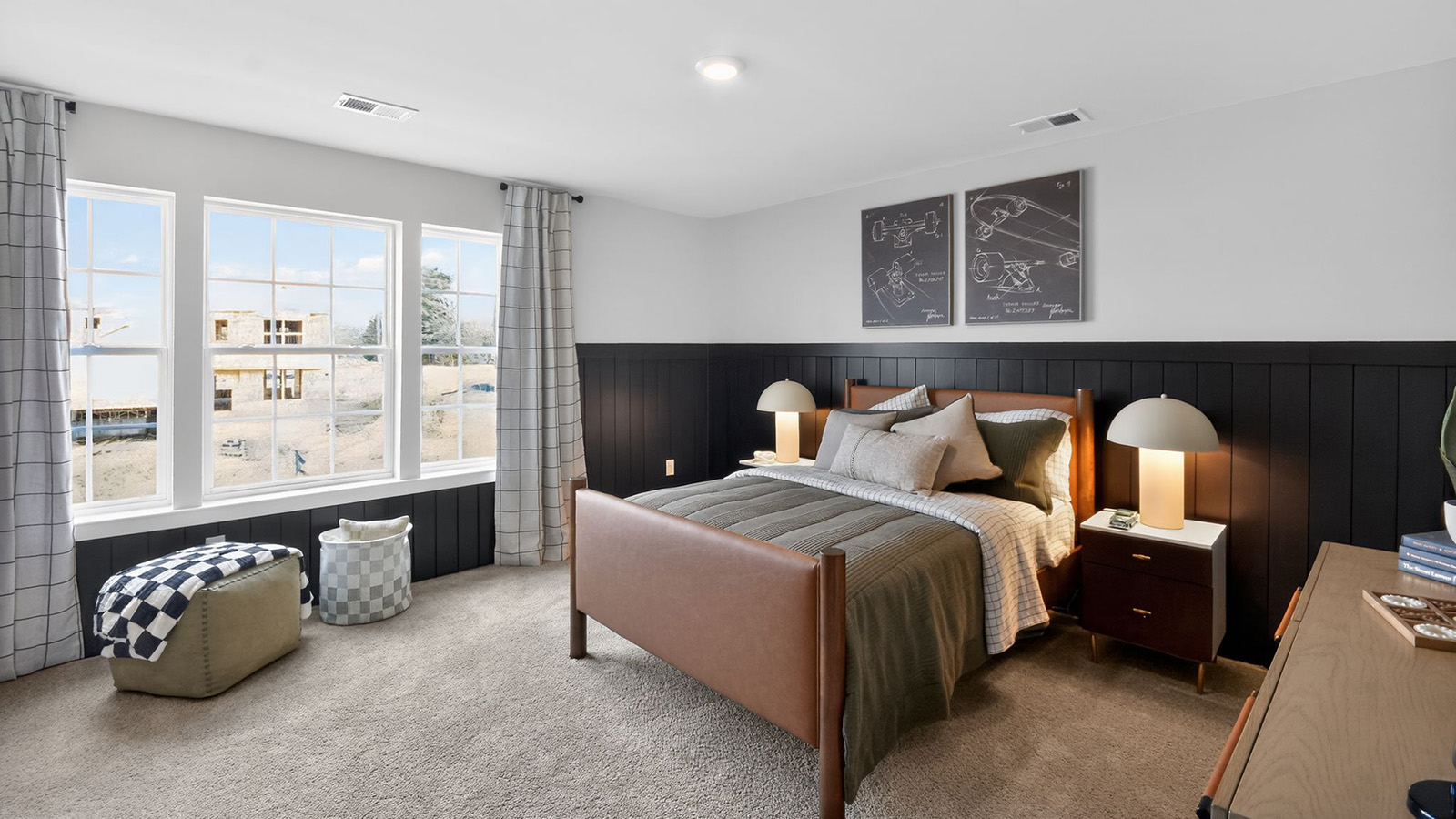 bedroom with large windows and modern design