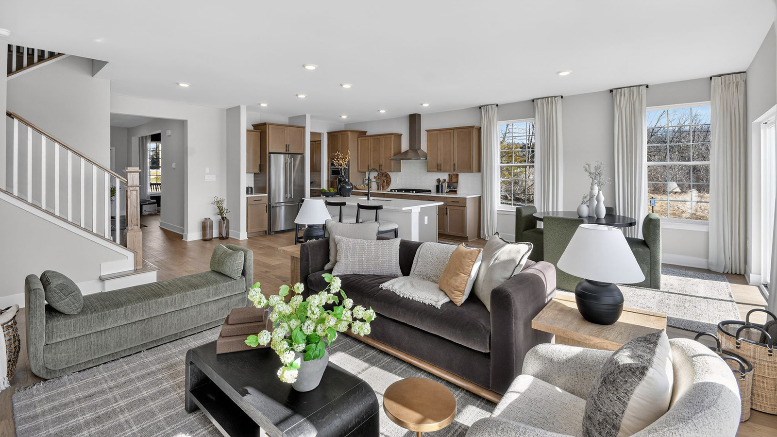 spacious open concept living room with modern design