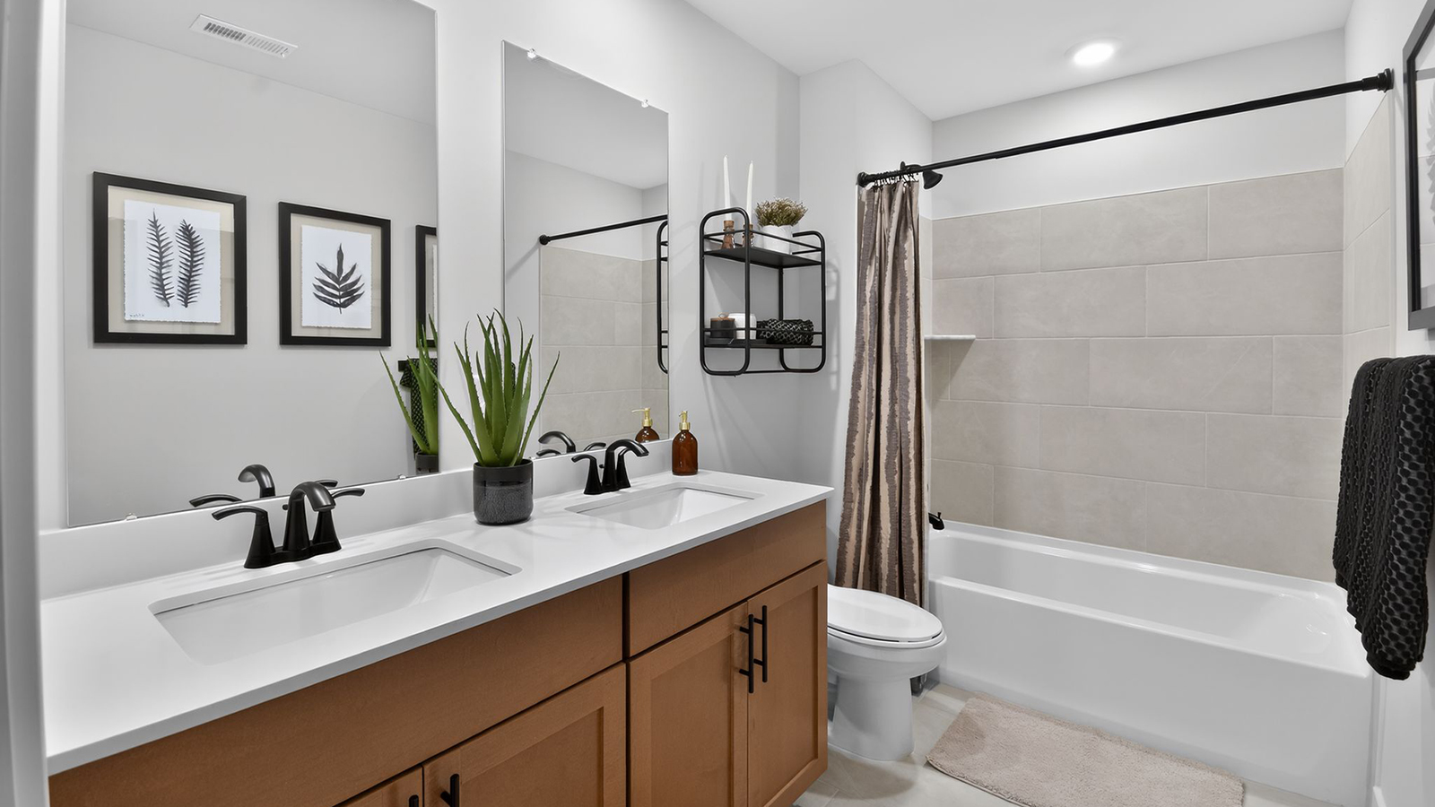 full bath on the second floor with double vanity