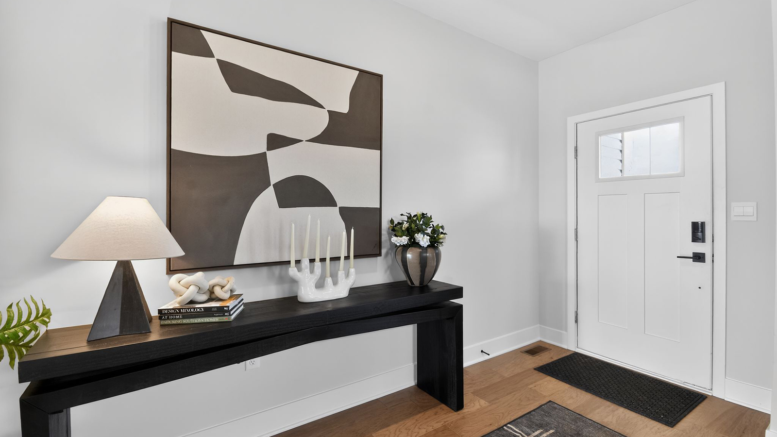 modern front entrance into a hampshire model