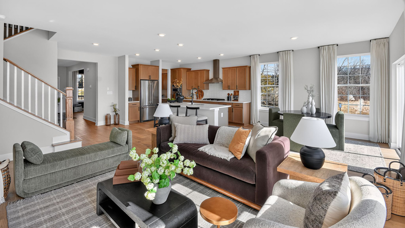 open concept living room with modern design