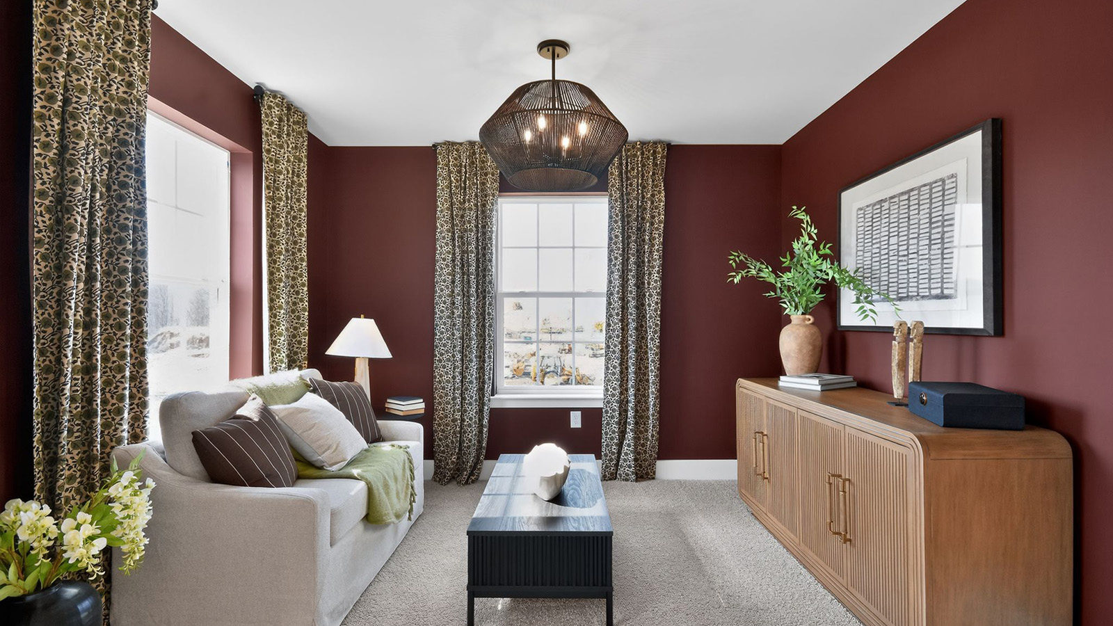 seating area in the primary bedroom with modern design