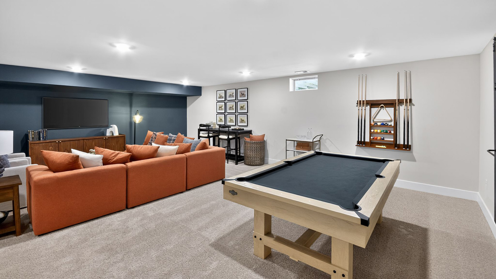finished basement as the perfect space for entertaining