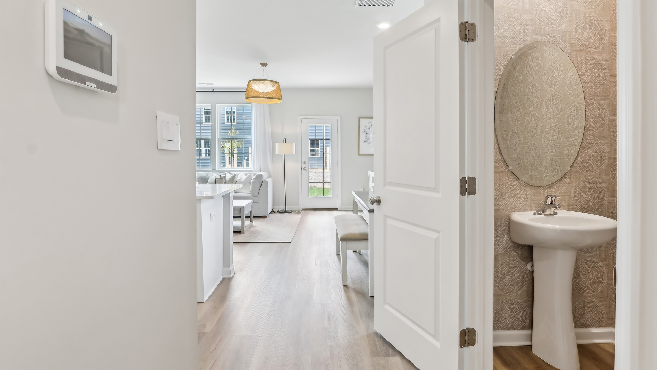 first floor hall and powder room