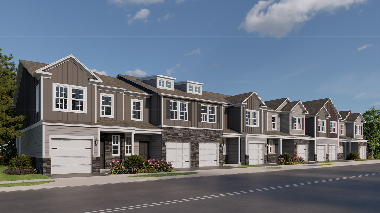 exterior rendering with dark siding