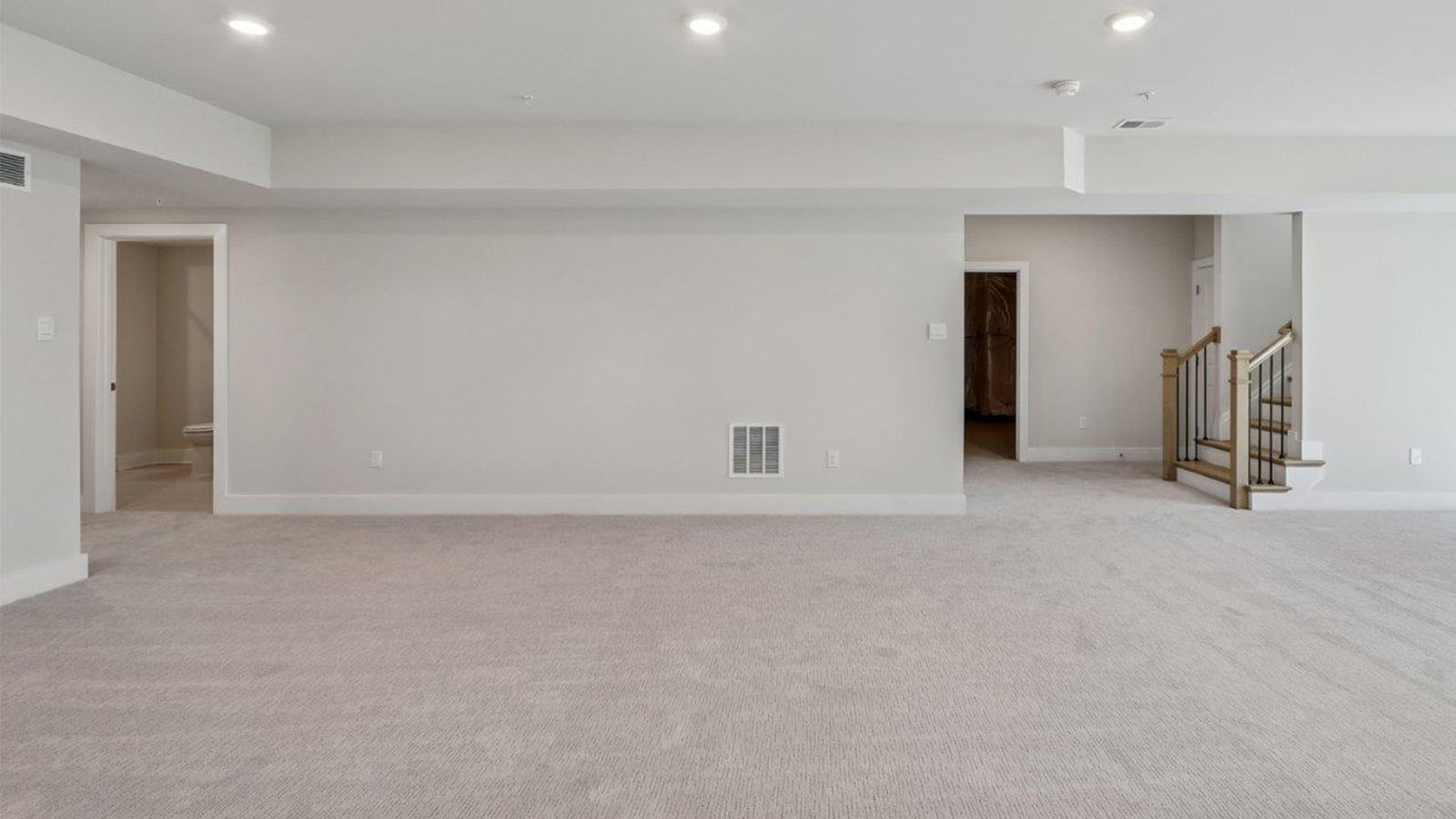 finished basement with carpet