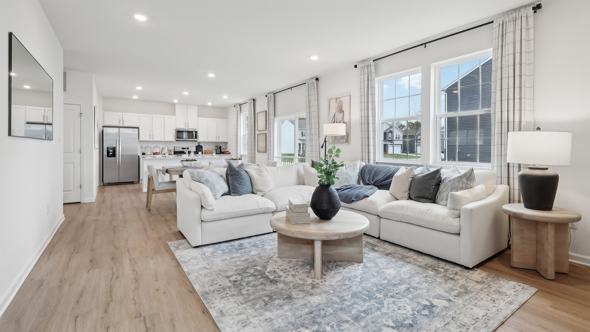 open concept living room with modern design