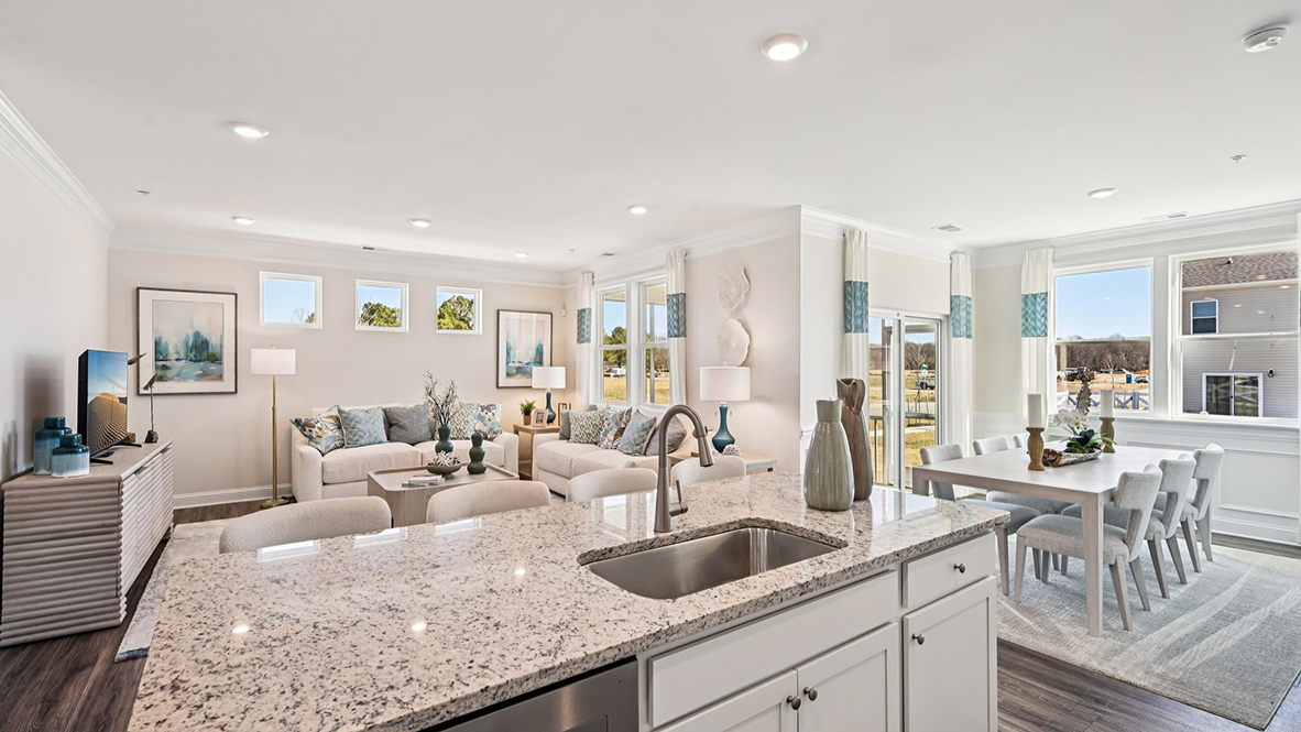 The kitchen offers quartz countertops.