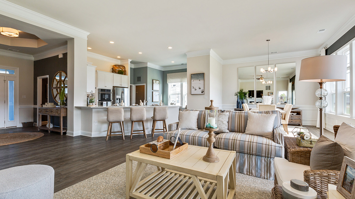 This home has expansive open concept living.