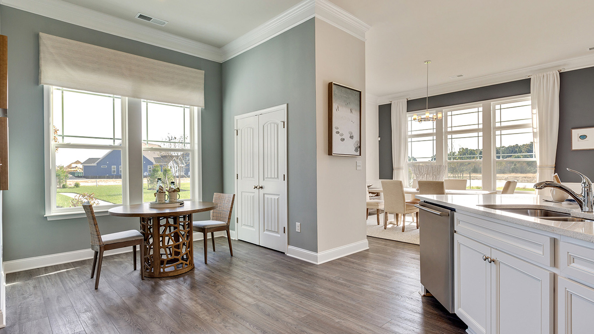 Enjoy cooking and entertaining in your spacious gourmet kitchen with a quaint breakfast nook.