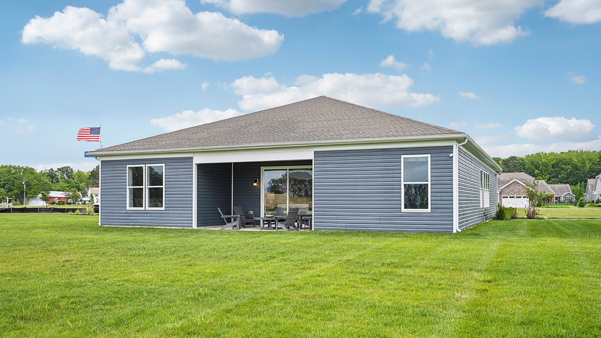 There is a quiet covered porch is in the back of the home.