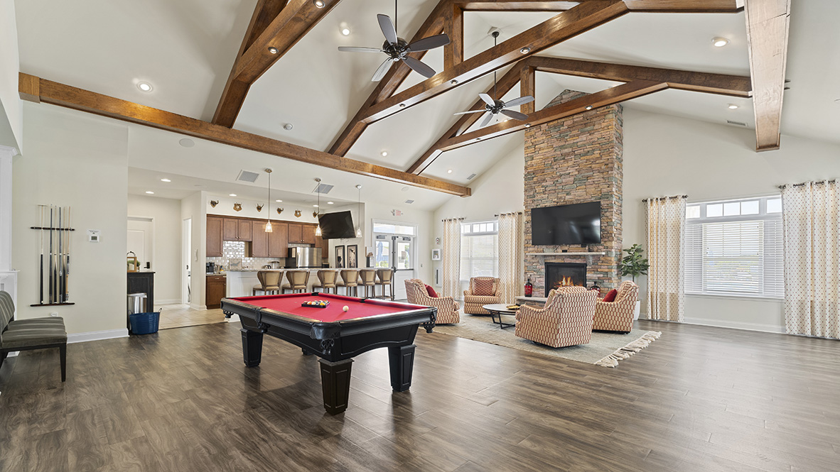 The Clubhouse at Woodfield Preserve has a large gathering space.