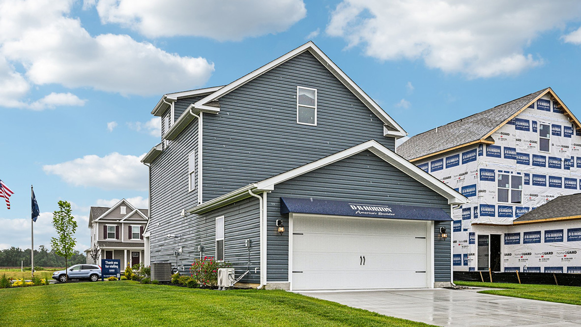 The two-car garage with a private entrance is behind the home.