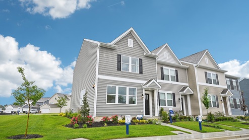 Simpsons Crossing model exterior photo of our Jefferson townhomes.