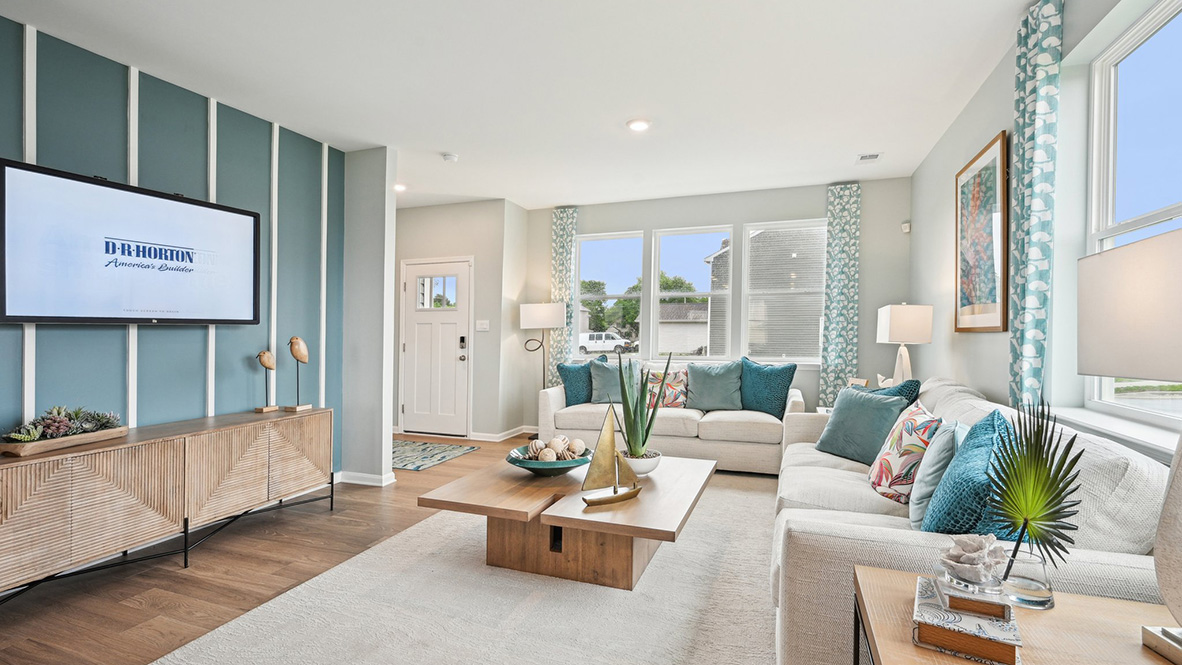 Living area facing entrance to the home.