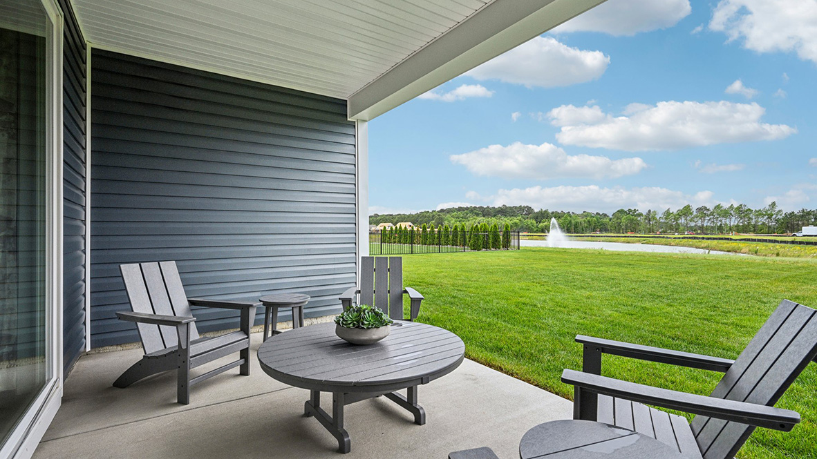 There is a quiet covered porch is in the back of the home.