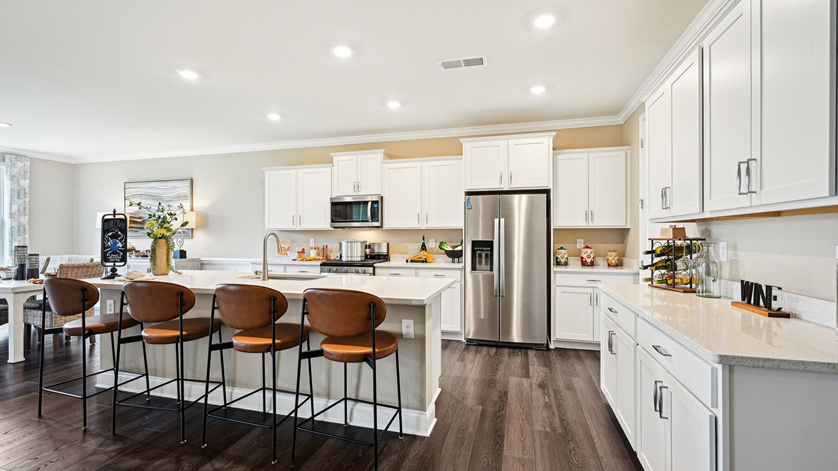 The kitchen comes complete with stainless steel appliances.