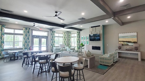 The clubhouse has a beautiful main room for all to enjoy.