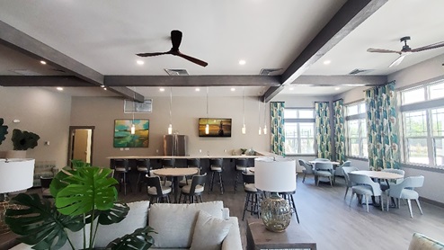 The clubhouse has a beautiful main room for all to enjoy.