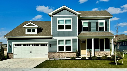 Morgan exterior home with two-car garage.