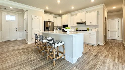 Open-concept kitchen with large island.