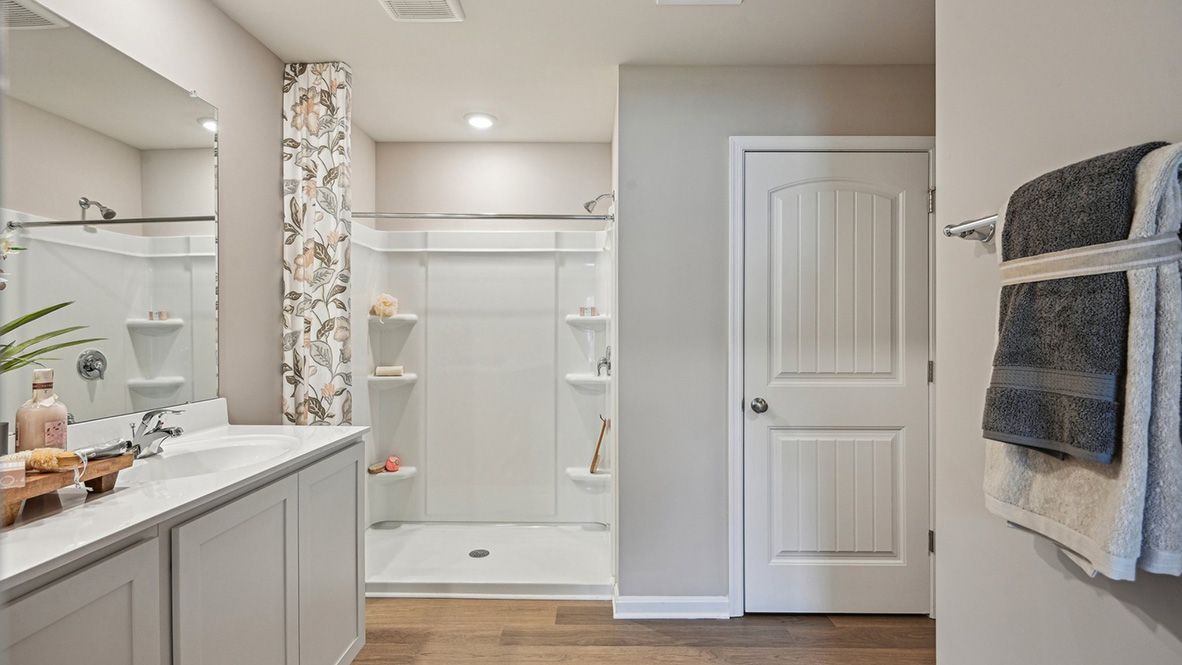 The primary bedroom has a large walk-in closet.