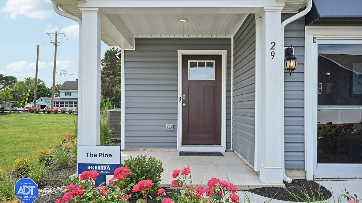 The Pine has a covered porch.