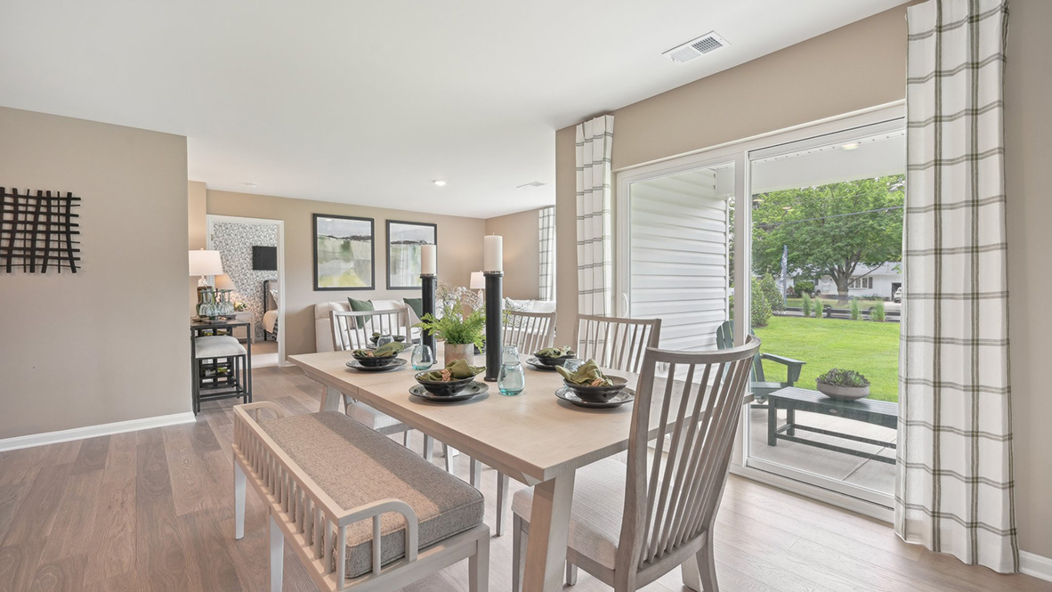 A covered patio is off the dining area.