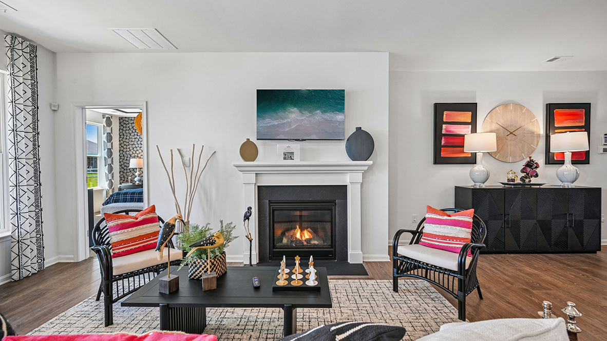 The kitchen is open to the great room with a gas fireplace making it easy to spend time with friends and family.