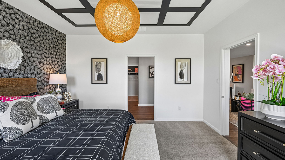 The private owner’s suite is a retreat in the back of the home.