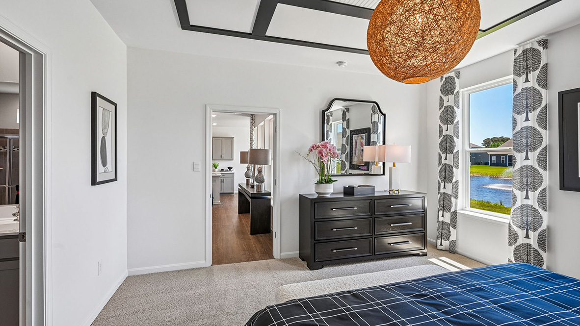 The private owner’s suite is a retreat in the back of the home.