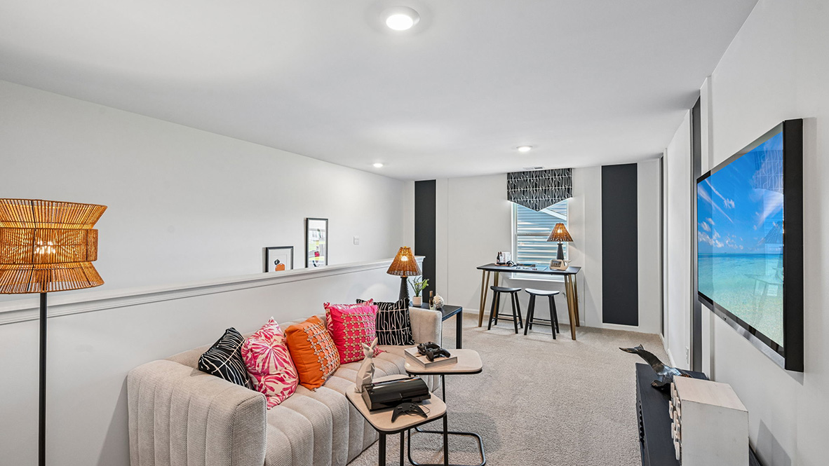 Upstairs, there is an additional bedroom, with plenty of closet space, a full bathroom and a loft.