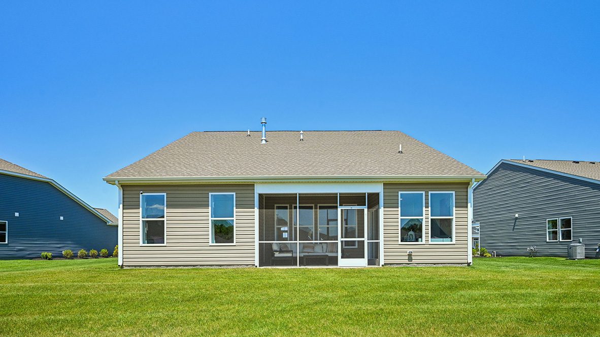 Enjoy the private covered porch in the back of the home.