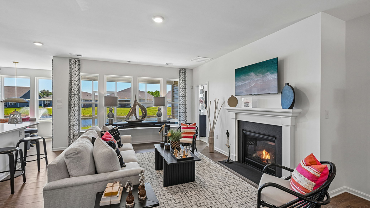 The kitchen is open to the great room with a gas fireplace making it easy to spend time with friends and family.