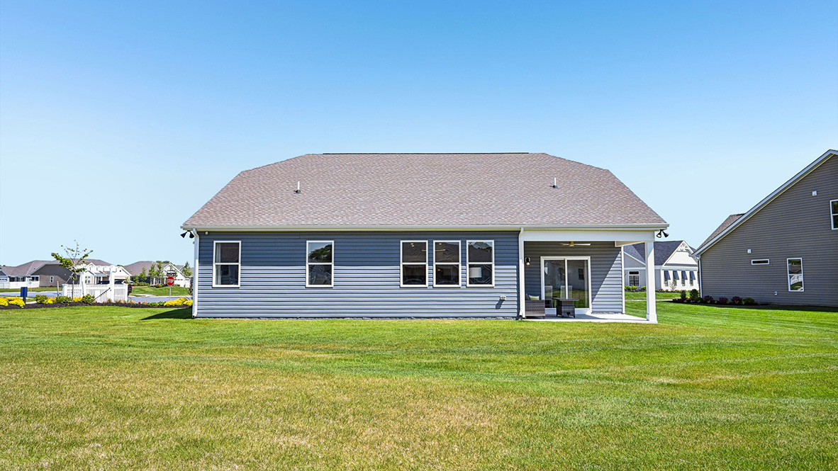 The Galveston has a covered porch off the back of the home.