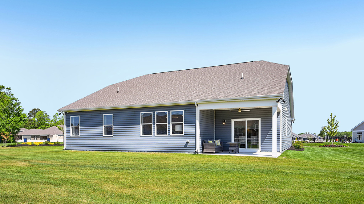 The Galveston has a covered porch off the back of the home.