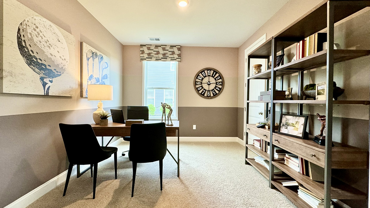 The flex room can be used as a home office.