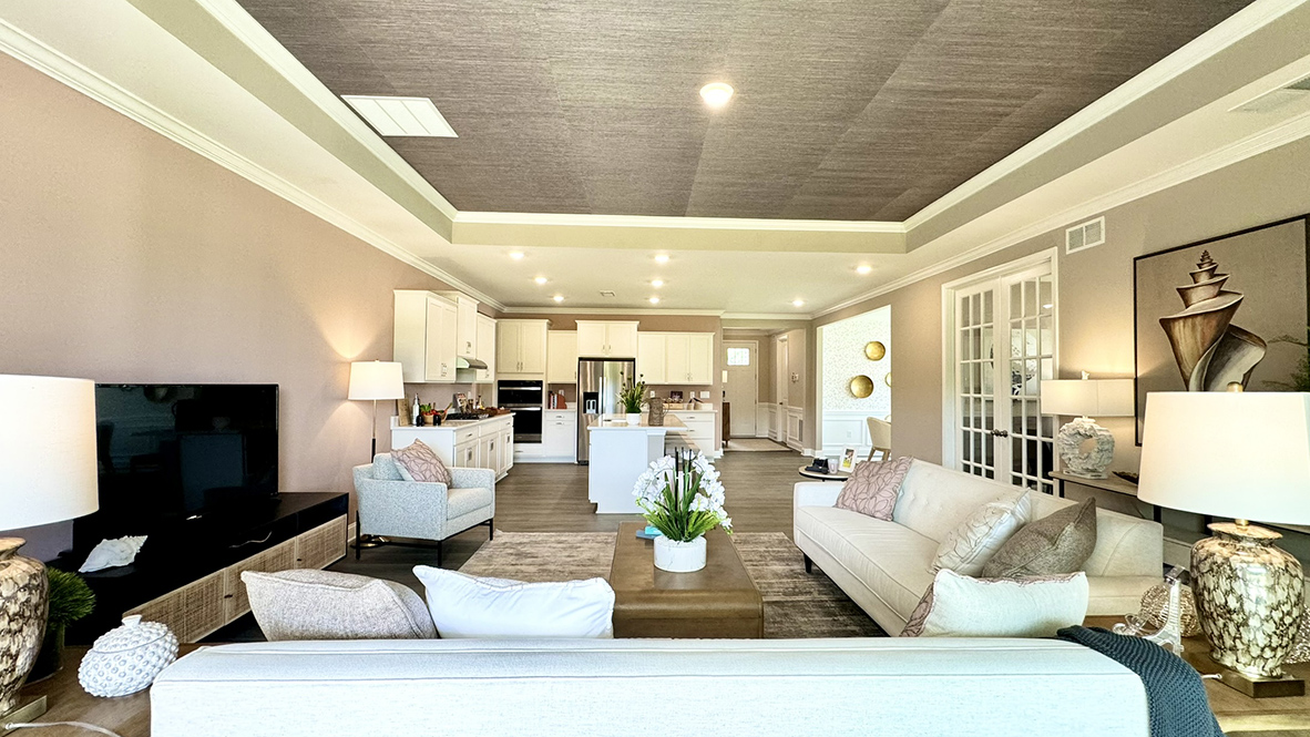 Open concept kitchen and living area.