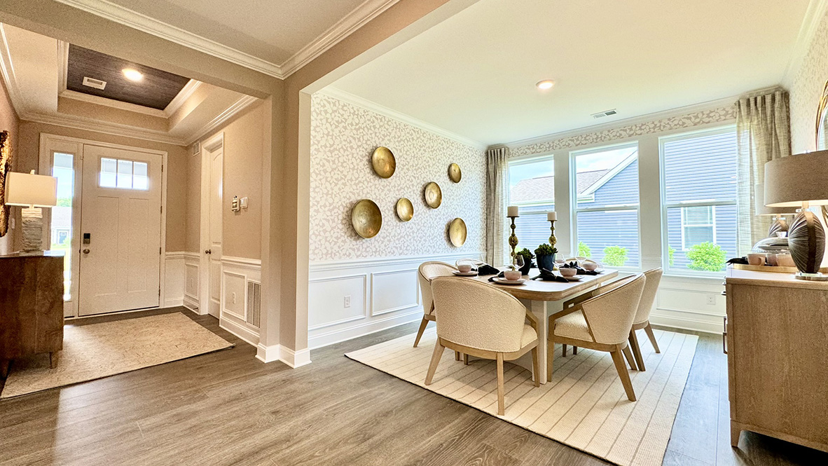 Foyer connects to the dining room.