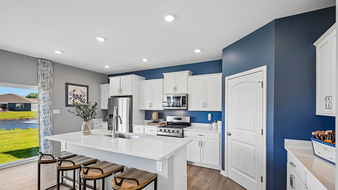 The home's well-appointed kitchen boasts an oversized island.