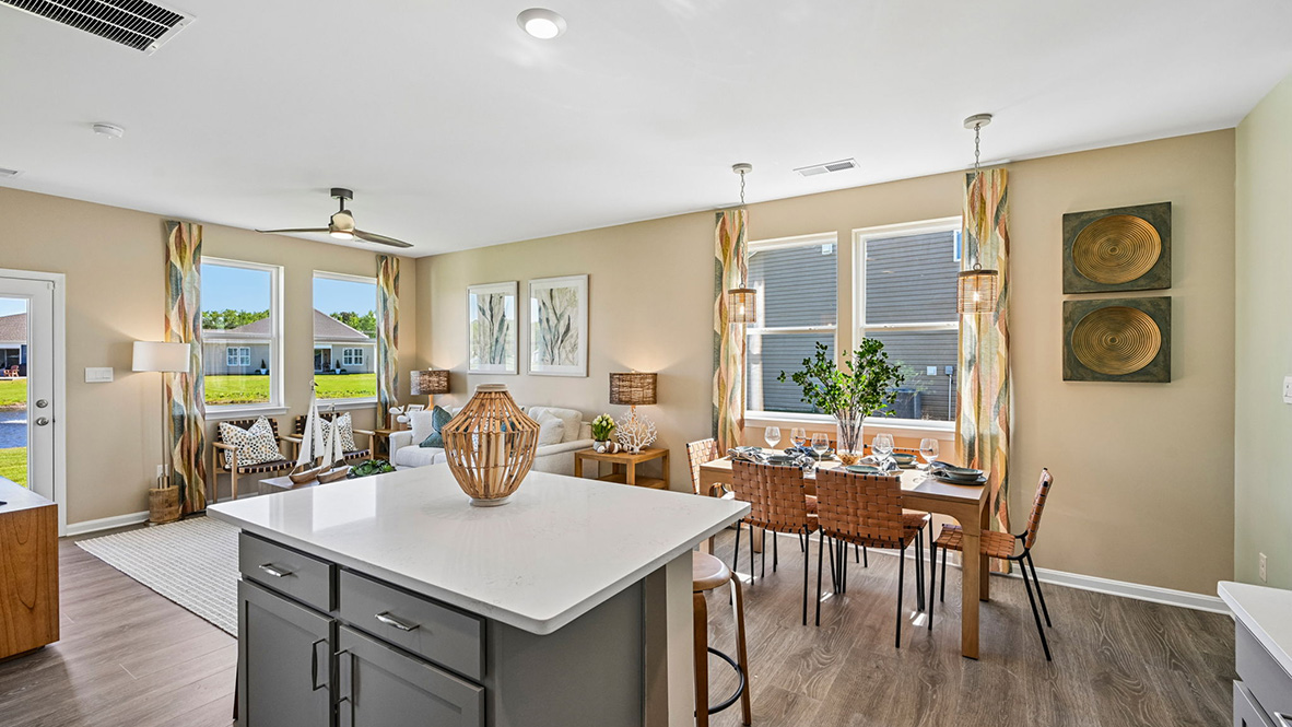 The open floorplan allows for easy entertaining.