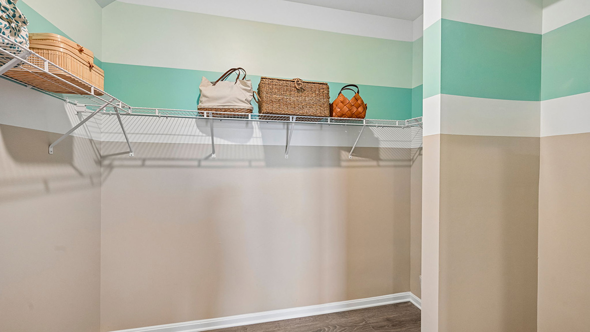 The large first-floor bedroom has an oversized walk-in closet.