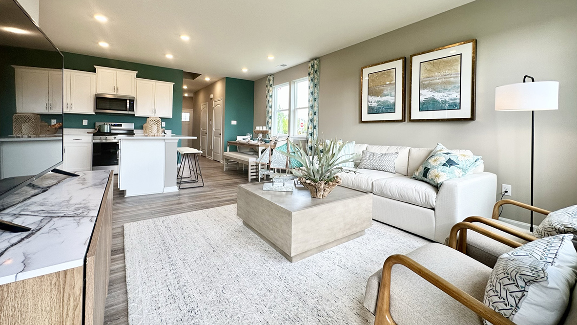 The kitchen is open to the ample great room.